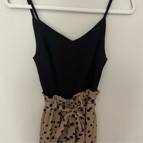 Blue Rain Black and Tan Wide Leg Animal Print Belted Jumpsuit Size XS - Picture 3 of 7